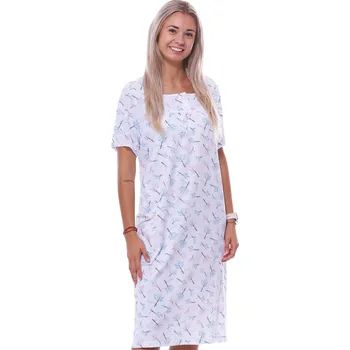 Dámská noční košile Bílá azurová i růžová dlouhá noční košilka pro ženy či dívky na knoflíky u krku vzor kytičky 1C3646 bílá 2xl