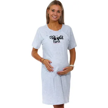 Dámská noční košile Šedá kojící a těhotenská košilka na knoflíky PANDA 1C3233 šedá xl