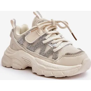 Dívčí tenisky Dětské Tenisky S Křišťály Béžové Rianalla Boto krémová 2959035
