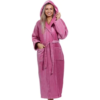 Dámský župan Malinový luxusní dlouhý župan pro ženu z extra froté NORSKÉ PRUHY 1ZF3028 růžová xxl