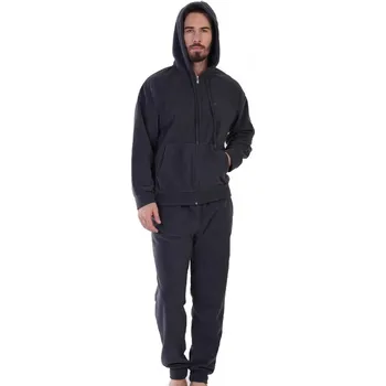 Pánské pyžamo Černé hřejivé pánské pyžamo s kapucí a propínací mikinou na zip 1TB0040 černá xl