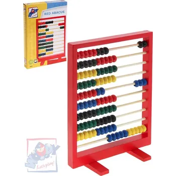 Dětské zboží WOODY DŘEVO Počitadlo dětské 26cm červený rám 100 kuliček | 528203