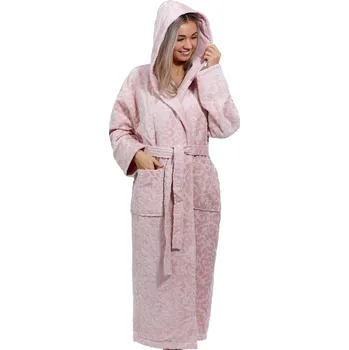 Dámský župan Starorůžový dlouhý župan do porodnice na kojení z extra foroté BELETRIE 1ZF3046 růžová l-xl