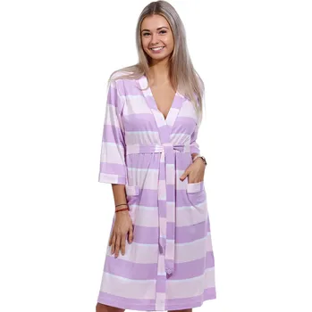 Dámský župan Fialový a růžový pruhovaný lehký dámský župan 1G0523 fialová m