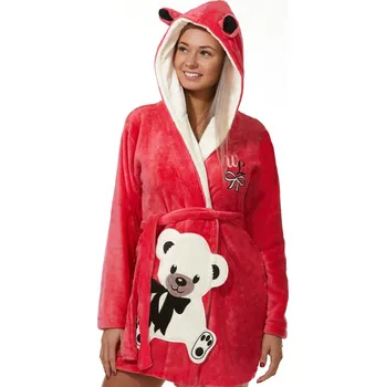 Dámské noční prádlo Dámský župan huňatý Méďa 1z1061 červená s