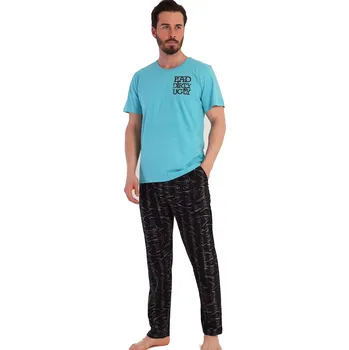 Pánské pyžamo Azurové i černošedé pyžamo pánské BAD DIRTY UGLY 1P1509 modrá xl