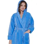 Modrý luxusní dlouhý župan na kojení z extra froté NORSKÉ PRUHY 1ZF3033 modrá s-m