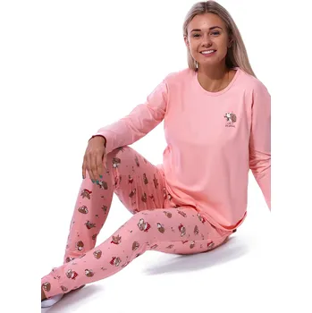 Dámské pyžamo Růžové teplejší pyžamo pro ženy či dívky s pejskama pro milovnice pejsů 1B1953 růžová xl