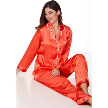 Dámské pyžamo Luxusní pyžamo na kojení 1E8295 oranžová s