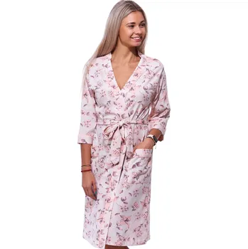 Dámský župan Růžový květinový lehký dámský župan 1G0602 růžová l