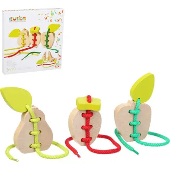 Dřevěná hračka CUBIKA DŘEVO Provlékačka šněrovací set ovoce *DŘEVĚNÉ HRAČKY* | 65554