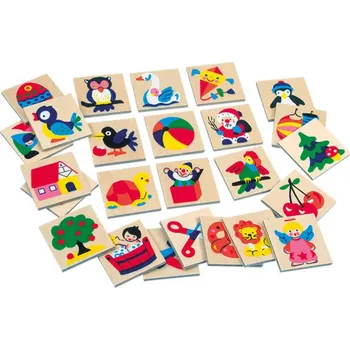 Dřevěná hračka BINO DŘEVO Značky identifikační set 25ks obrázkové jmenovky pro školky | 528203