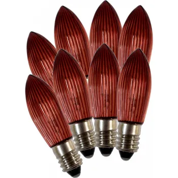 Vánoční dekorace Žárovky červené E-10 34V 3W pro svícen 7x34V, 8ks