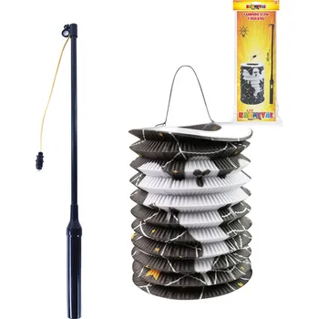 Party dekorace Lampion válec 15cm Halloween duch na svíčku / žárovku s hůlkou na baterie Světlo | 600994