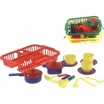 Dětská kuchyňka Nádobí dětské set kuchyňský plastový s odkapávačem 3 barvy | 21