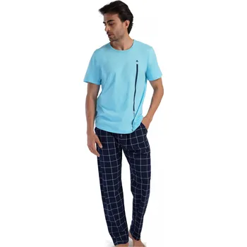 Světle modré a tmavě modré i kostkované pyžamo pro muže LOST MiNDS 1P1686 modrá xxl