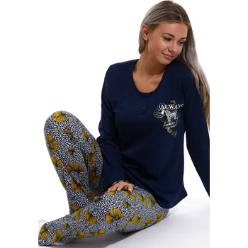 Dámské pyžamo Modro žluté pyžamo dámské, Always - motýlek a květinové lití 1B1606 modrá xl