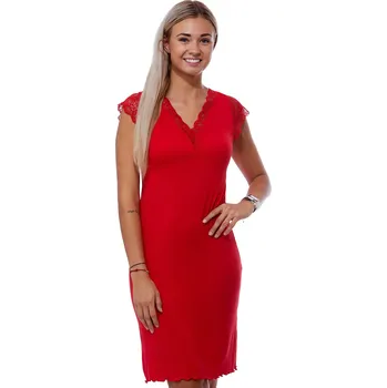 Dámská noční košile Červená luxusní jemná noční košilka pro ženy či dívky s krajkou 1D1300 červená xl