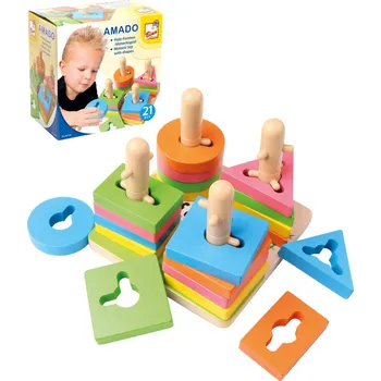 Dřevěná hračka BINO DŘEVO Motorická hračka navlékací tvary *DŘEVĚNÉ HRAČKY* | 890021