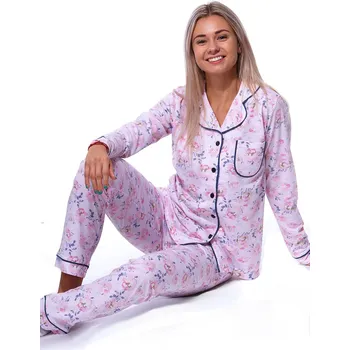 Dámské pyžamo Lila i růžové květinové elegantní pyžamo celopropínací pro ženy či dívky 1B2121 růžová l