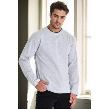 Pánský svetr 40222 Dewberry Double Crew Neck Mens Sweatshirt-GREY dewberry šedá 2968527