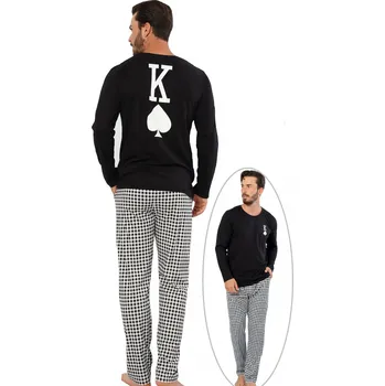 Pánské pyžamo Černé a kárované pyžamo pro muže Karbaníky 1P1383 černá m