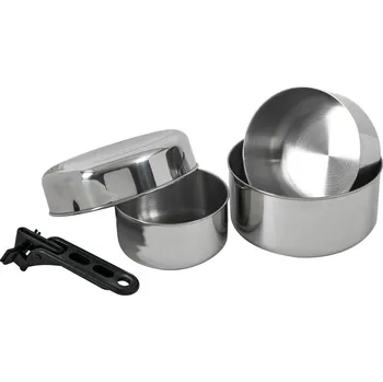Kempingové nádobí BasicNature Biwak 2 Sada kempingového náčiní z nerezové oceli