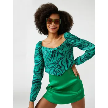 Dámská halenka Halenka s dlouhým rukávem a čtvercovým límcem značky Koton Koton černá | tyrkysová | zelená 2282083