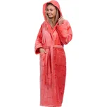 Meruňkový dlouhý župan do porodnice na kojení z extra foroté KVĚTINOVÝ VZOR 1ZF3034 oranžová s-m