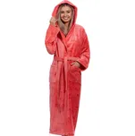 Meruňkový luxusní dlouhý župan pro ženu z extra froté KVĚTINOVÝ VZOR 1ZF3034 oranžová s-m