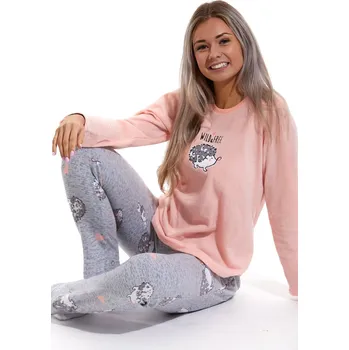 Dámské pyžamo Růžovo šedé teplé dámské pyžamo s ježky 1Z1348 růžová xl