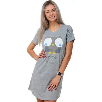 Dámská noční košile Noční košilka jemná Sovička 1D0837 šedá s