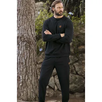 Pánské pyžamo Černé bavlněné extra hřejivé pánské pyžamo 1P1808 černá m