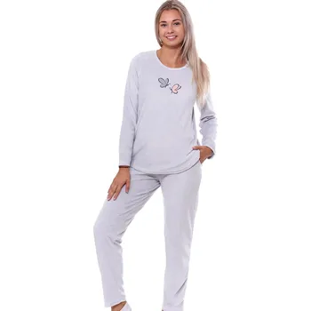 Dámské pyžamo Pyžamo pro ženy šedé s motýlky - hřejivé 1TB0020 šedá s