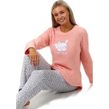 Dámské pyžamo Meruňkové, šedé a srdíčkové s pejskem luxusní hřejivé dámské pyžamo UŽIJ SI DNEŠEK 1Z1415 oranžová l