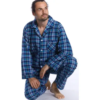 Pánské pyžamo Pánské pyžamo klasické 1PF0024 modrá m