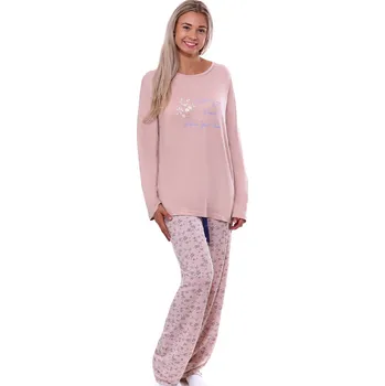 Dámské pyžamo Starorůžová květovaná jemné luxusní pyžamo pro plnoštíhlé ženy či dívky Květinový sen 1B2025 růžová 3xl
