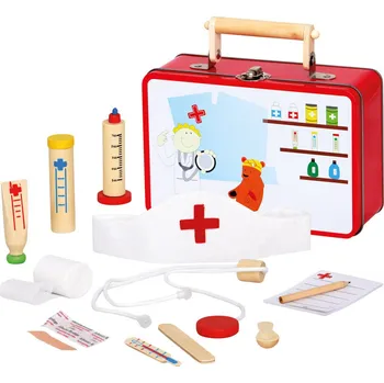 Dřevěná hračka BINO Kufřík doktorský malý zvěrolékař dětské lékařské potřeby | 528203