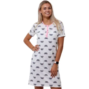 Dámská noční košile Noční košilka pro ženy i dívky propínací na knoflíky s KOALY 1C3564 bílá xxl