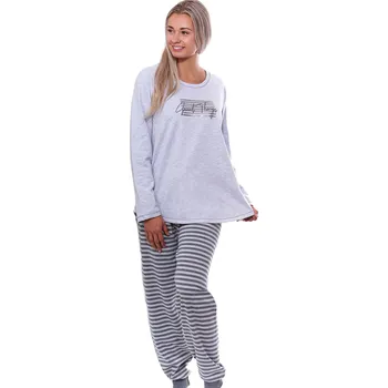 Dámské pyžamo Dámské pyžamo pro plnoštíhlé ženy, šedé, teplé 1TB0003 šedá 3xl