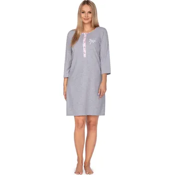Dámská noční košile Regina noční košile 114 - šedá, XL (Dámská noční košile s knoflíky)