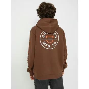 Pánská mikina Brixton Crest HD (pinecone brown/rust orange/whi) L, hnědá