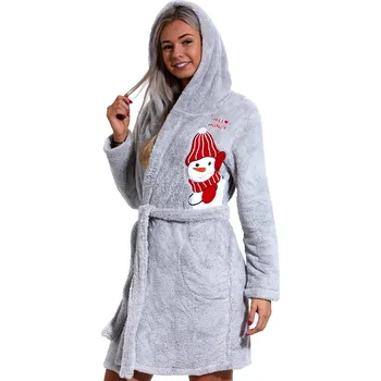 Dámský župan Šedý dámský župan huňatý se sněhulákem 1Z1371 šedá m