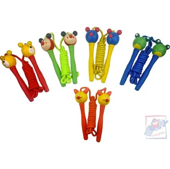 Dřevěná hračka WOODY DŘEVO Švihadlo s hlavičkou zvířátka 5 druhů | 729957