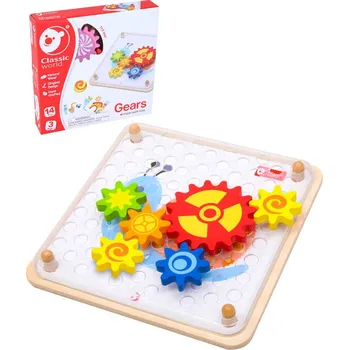 Dřevěná hračka DŘEVO Skládačka ozubená kolečka set s předlohami *DŘEVĚNÉ HRAČKY* | 528203