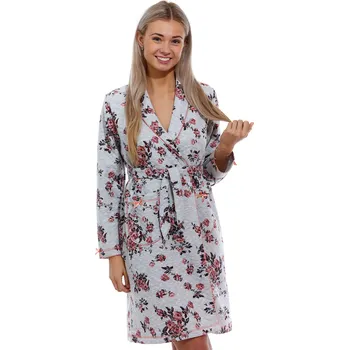 Dámský župan Červený, zelený i šedý romantický luxusní květovaný župan na kojení ROSEBUSH 1G0513 červená xl