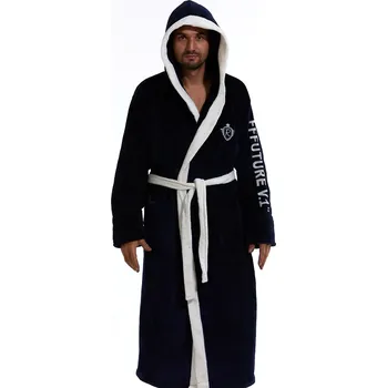 Pánský župan Modro bílý župan pro muže extra huňatý s kapucí 1Z1334 modrá s