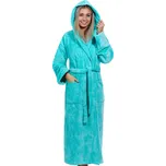 Zelený luxusní dlouhý župan pro ženu z extra froté MOTÝLÍ VZOR 1ZF3005 zelená s-m