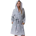 Šedý melírový dámský teploučký župan, Ježci a srdíčka 1Z1274 šedá 4xl