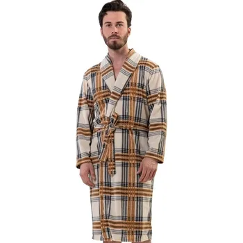 Pánský župan Župan pánský teplý fleece hnědě károvaný 1Z1315 hnědá m